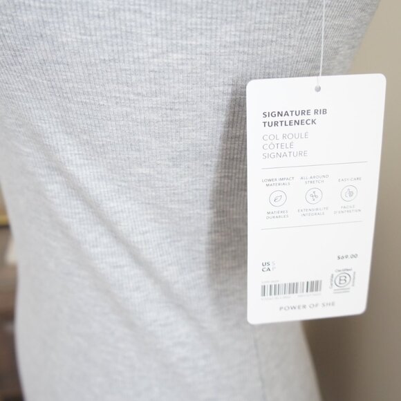 Athleta Signature Rib Mockneck Turtleneck Shirt Size Small in Color Grey Heather - Picture 3 of 12